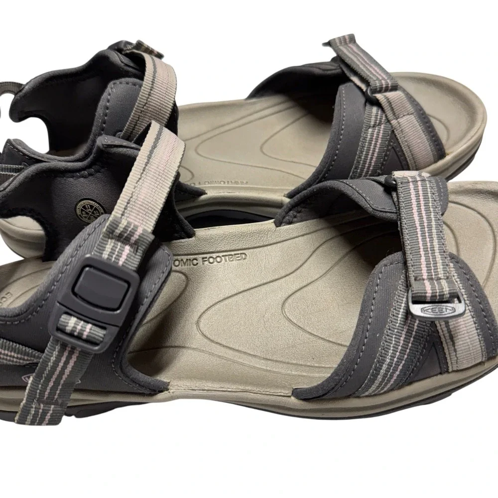 Keen Terradora Il Sandal Women 11 Open Toe Grey Pink Hiking Sport Straps 1022448